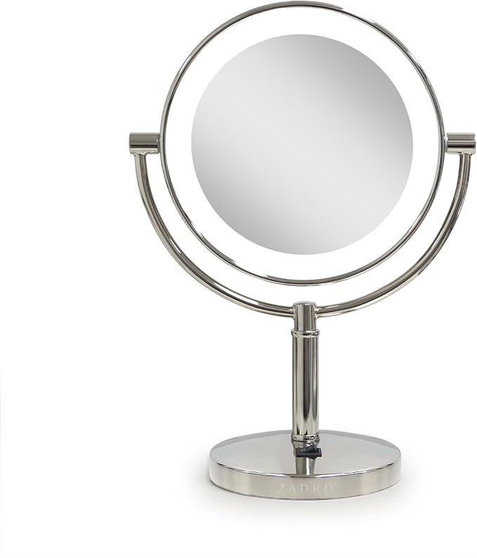 Zadro Laguna 11" LED Lighted Makeup Mirror with Magnification (Large | 15" x 11" | 5X/1X, Polished Nickel)