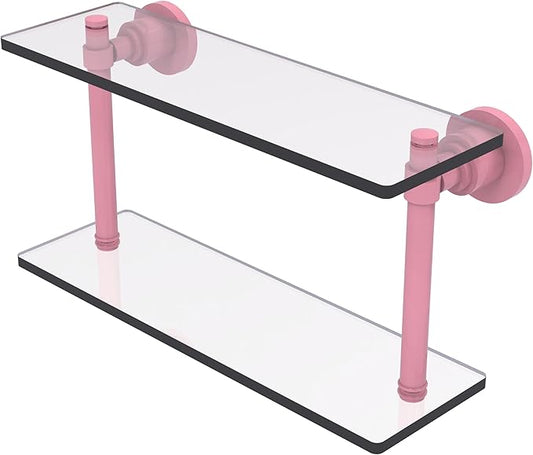 Allied Brass WS-2/16-PNK Washington Square Collection 16 Inch Two Tiered Glass Shelf, Pink