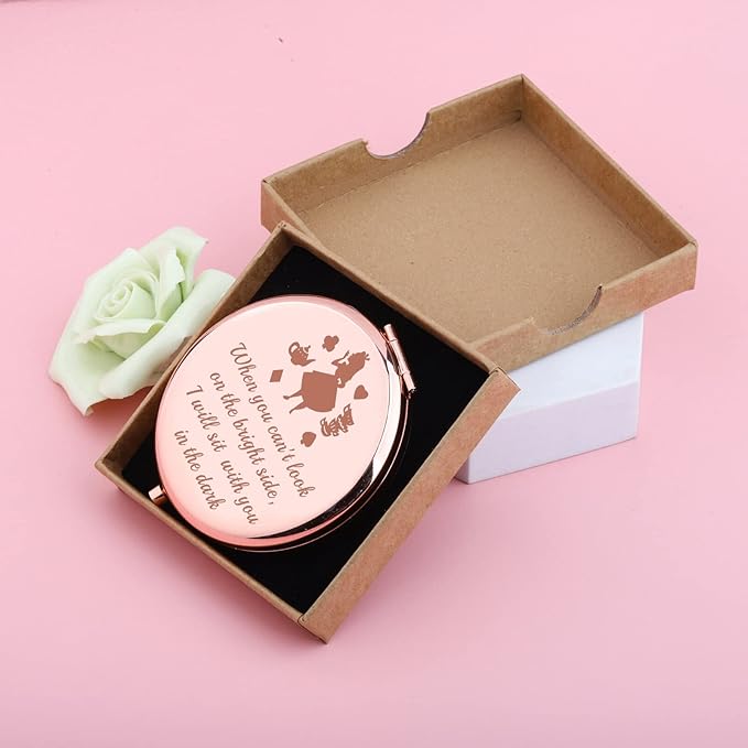 AKTAP Fairy Tale Gifts Princess Fans Compact Mirror I Will Sit with You in The Dark Makeup Mirror for Women