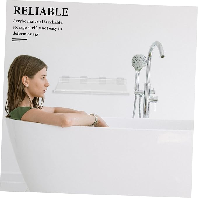 Hemobllo Acrylic Floating Shelf for Bathroom Storage Clear Wall Mounted Rack Design Easy to Install for Organizing Toiletries and Kitchen Gadgets