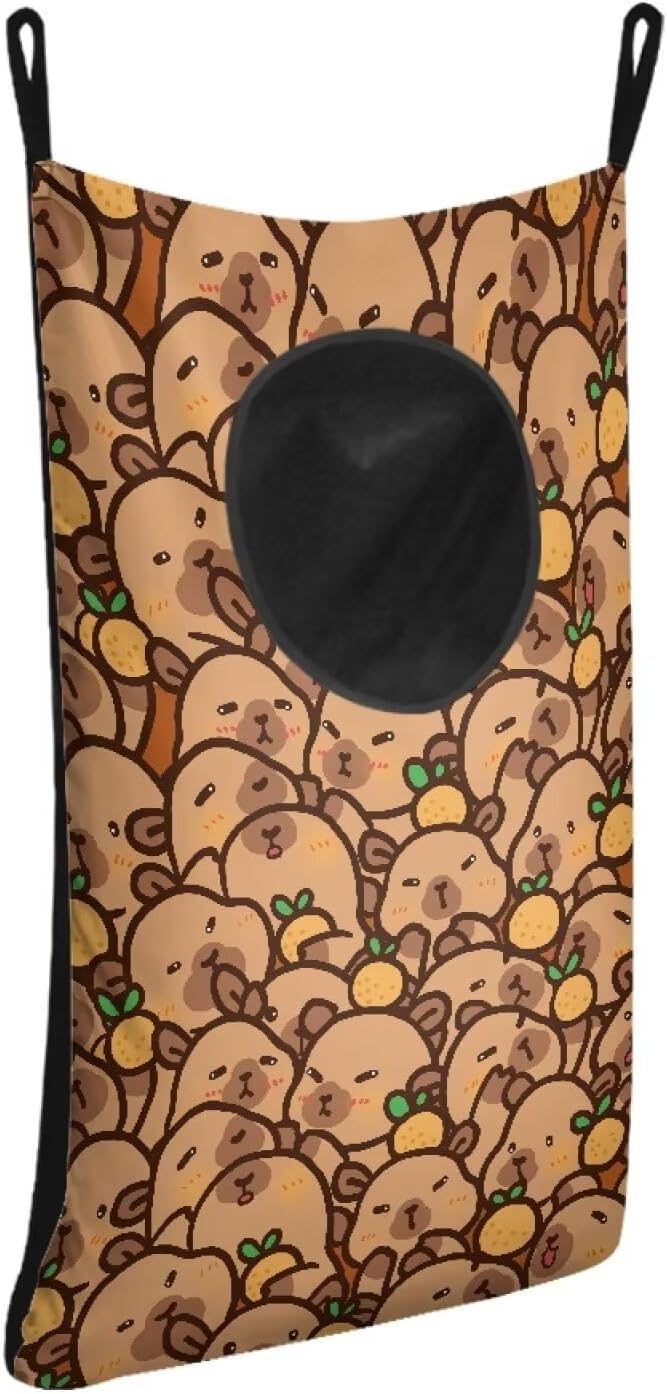 ZOUTAIRONG Cartoon Capibala Printed Hanging Laundry Hamper Laundry Bag Zipper Toys Storage Organizers for Bedroom, Closet, Home, Dorm Over The Door Laundry Hamper