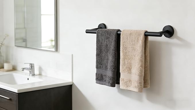 Towel Racks for Bathroom, Stainless Steel Towel Rack, Bathroom Towel Holder, Towel Bar for Bathroom Wall, Towel Holder for Bathroom Wall, Bathroom Towel Rack, Towel Bar, Bathroom Accessories (Black)