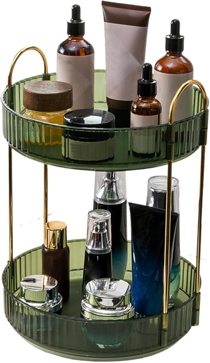 360° Rotating Makeup Organizer, Makeup Storage Shelf, Bathroom Makeup Carousel Spinning Holder Rack, High-Capacity Multi-layered Stable Base Good Load-bearing Raised Desktop Makeup Storage Holder