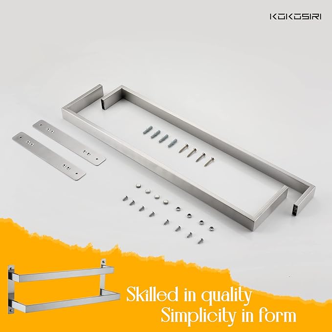 KOKOSIRI Hand Towel Bars Bathroom 2-Tiers Ladder Towel Rails 20 Inches Towel Holders Wall Mounted Towels Shelves Rack Brushed Stainless Steel, B5008BR-L20