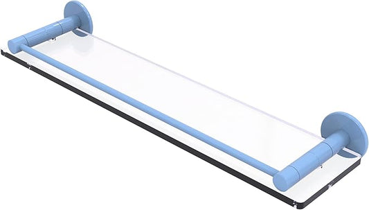 Allied Brass FR-1/22G-FTB Fresno Collection 22 Inch Glass Shelf with Vanity Rail, Flat Troll Blue