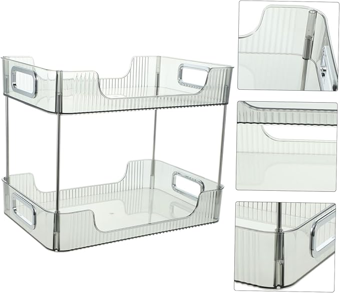 2-Tier Bathroom Organizer Storage Shelf Grey Double-Layer Countertop Makeup Display Rack Multi-Purpose Toiletry Organizer for Bathroom and Dressing Table