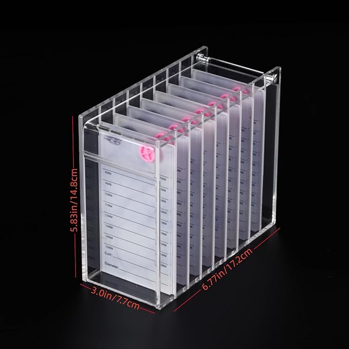 Acrylic Transparent Eyelash Storage Box, 8 Layers False Eyelashes Glue Pallet Holder Display Grafting Eye lashes Extension Close-Packed Display with 8 Pallets Clear Makeup Organizer (Marble White)