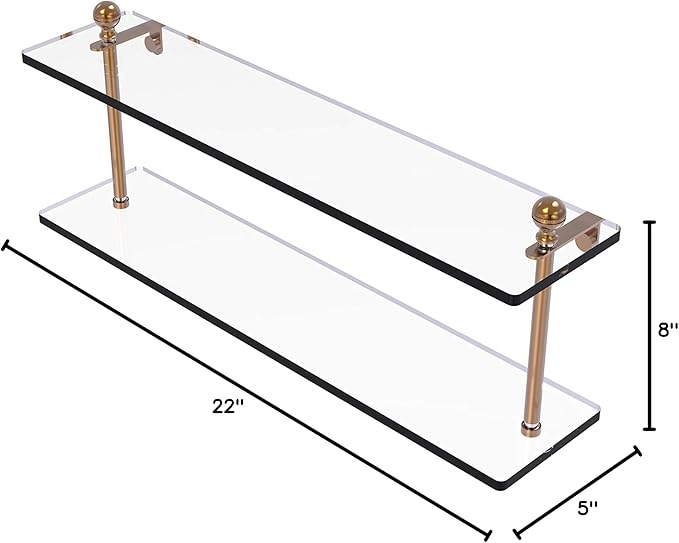 Allied Brass MA-2/22 Mambo Collection 22 Inch Two Tiered Glass Shelf, Brushed Bronze