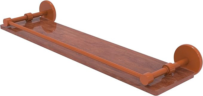 Allied Brass P1000-1-22-GAL-IRW-ASP Prestige Skyline Collection 22 Inch Solid IPE Ironwood Shelf with Gallery Rail, Autumn Sparkle