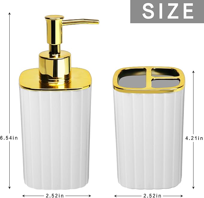 2Pack Bathroom Accessories Set, White Bathroom Set. Bathroom Toothbrush Holder Set, Includes Dispenser and Toothbrush Holder. Bohemian Bathroom Accessories