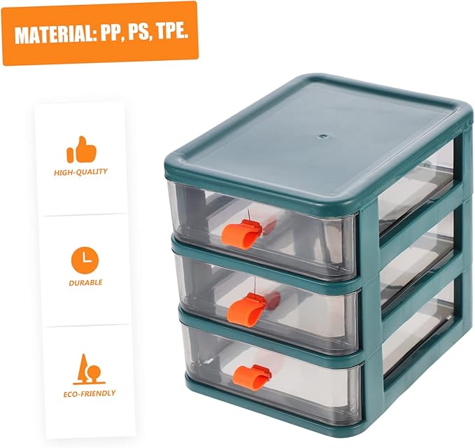 BESPORTBLE 1pc Desktop Organizer Mini Cosmetic Storage Box Gem Green Versatile Pp Sundries Holder for Office Bedroom and Bathroom