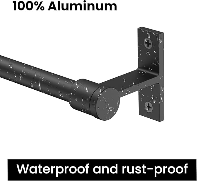 24" Adjustable Towel Bar for Bathroom Wall Mounted Towel Racks Accessory Sets | Matte Black Bathroom Towel Holder | Wall Mounted & Suction Cup Towel Rack for Bathroom & Kitchen
