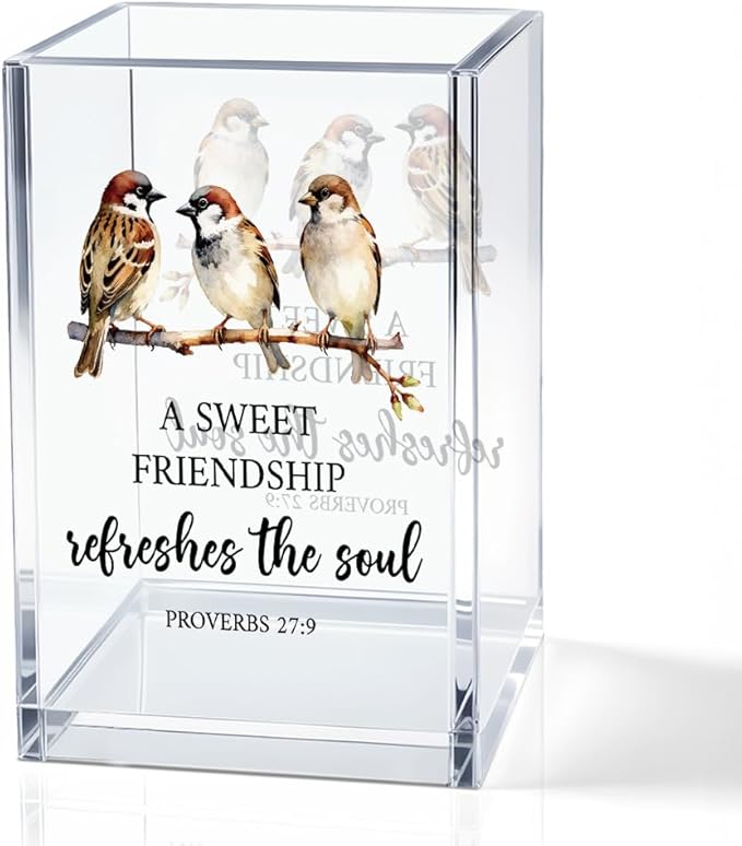 A Sweet Friendship Refreshes The Soul Cosmetic Pencil Holder Cup, Christian Gifts for Women Friends, Funny Birds Bible Verses Pen Holder Cup, Inspirational Friendship Gifts, Pencil Cup for Desk