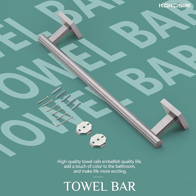 KOKOSIRI Towel Holder 16 Inch Bathroom Hand Towel Bar for Bath Kitchen Toilet Brushed Nickel Stainless Steel B4005BR-L16