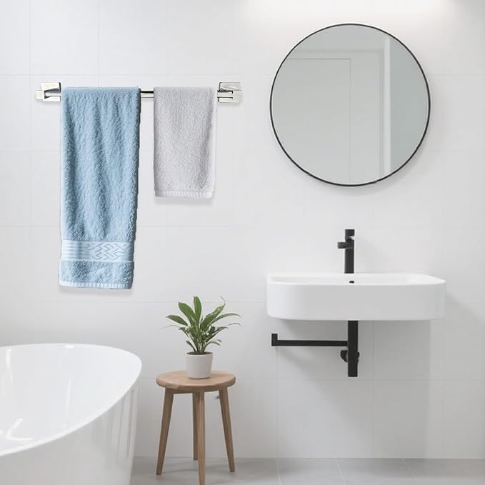 Stainless Steel Telescopic Towel Bar, Adjustable Bathroom Towel Rack for Wall Mount