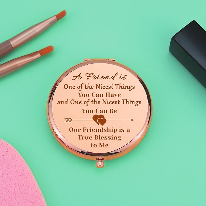 Friendship Gifts for Women Compact Makeup Mirror for Sister Bestie Friends Gifts for Girls for Women Folding Makeup Mirror Birthday Graduation Gift