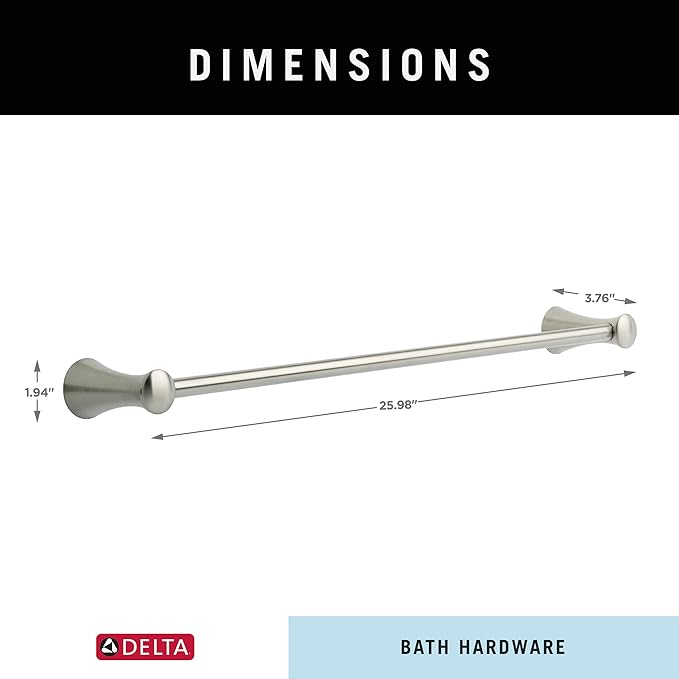 DELTA FAUCET 73824-SS Lahara Wall Mounted 24 in. Towel Bar in Brilliance Stainless Steel