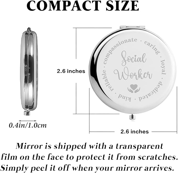 Social Worker Appreciation Gifts for Women, Social Work Month Volunteer Gift for BSW Compact Makeup Mirror