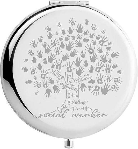 Social Worker Appreciation Gifts for Women, Social Work Month Volunteer Gift for BSW Compact Makeup Mirror