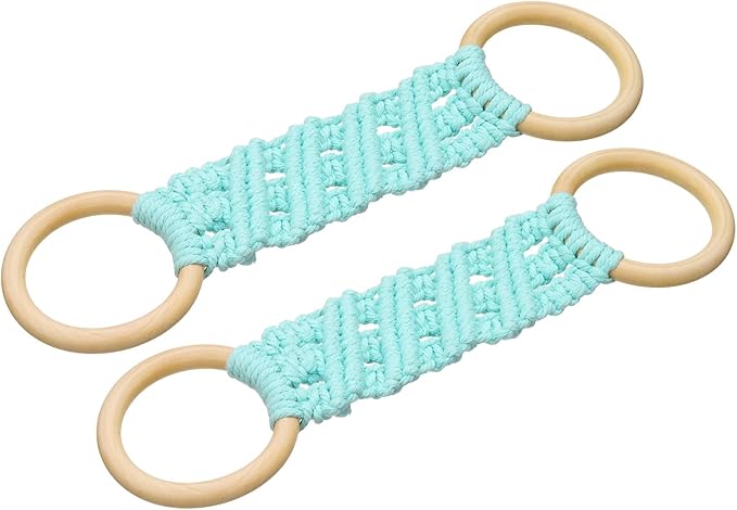 uxcell 2Pcs Crochet Kitchen Dish Towel Holder, 11"x3" Handmade Crochet Towel Ring Hanger with Hanging Loop for Cabinet House Oven Stove Door, Light Green