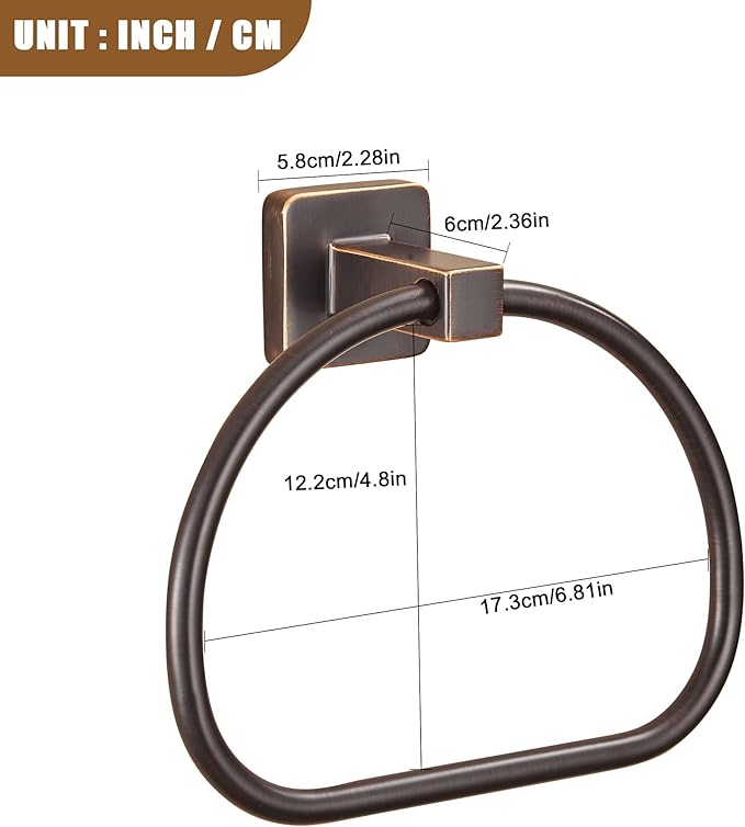 WOLIBEER Bronze Towel Ring,Bathroom Hand Towel Holder Wall Mount,Oil Rubbed Towel Rack Rustic Towel Hanger ORB Farmhouse Bathroom Accessories