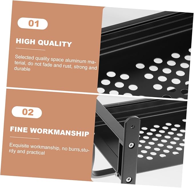 Aluminium Storage Rack Bathroom Counter Organizer Wall-Mounted Toilet Shelf Space Saving Storage Shelves