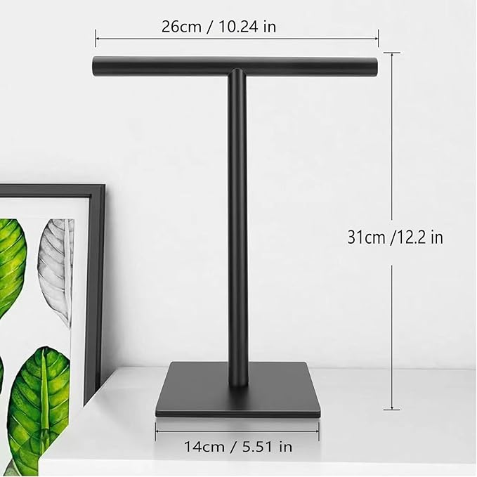 Freestanding Hand Towel Holder Countertop Modern Stand Towel Rack with Square Base Space Saving 304 Stainless Steel Hand Towel Holder Matte Black Finished