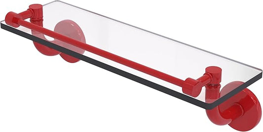 Allied Brass RM-1-16-GAL-FER Remi Collection 16 Inch Glass Vanity Shelf with Gallery Rail, Fire Engine Red