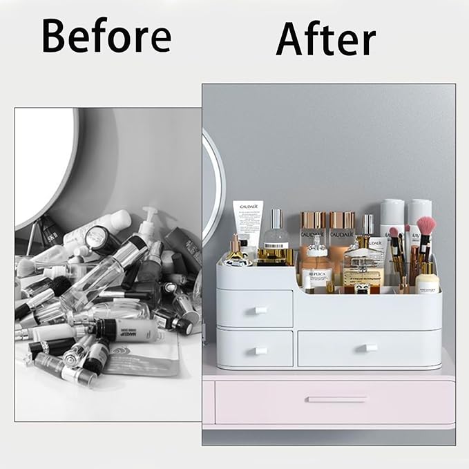 BREIS Makeup Organizer,Large Countertop Skincare Organizers for Vanity, Dresser Bathroom Organization and storage for Cosmetics Brushes Perfume Eyeshadow Lotion Gel Nail Polish Lipstick(White)