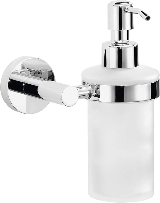 tesa EXXCELLENT Bathroom Shelf - self-Adhesive Shelf for Bathroom Accessories - Chrome Handles, Satin Glass Surface - 50 mm x 600 mm x 118 mm