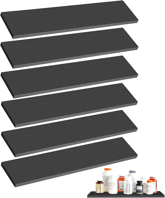 6pcs Medicine Cabinet Shelf Replacement 13inch Wooden Medicine Cabinet Shelves Wooden Bathroom Cabinets Shelves for Living Room Bathroom Kitchen Wall Mounted Medicine Cabinets (Black)
