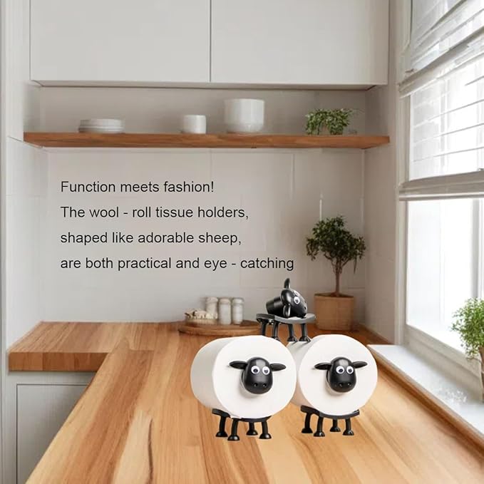 3-Pack Sheep Toilet Paper Roll Holder Set, OPP Packaging - Cute Bathroom Organizer with Adorable Design