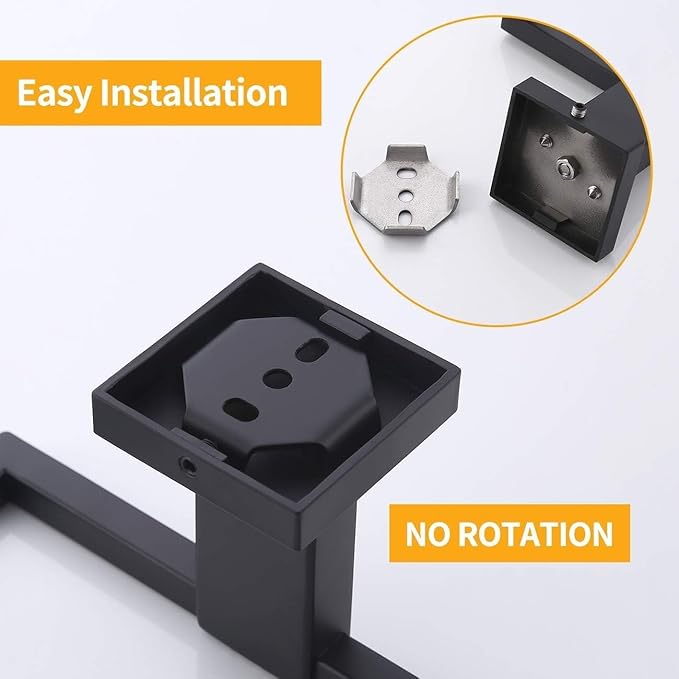 Matte Black Towel Ring Towel Holder, NSCMQSL SUS 304 Stainless Steel Hand Towel Rack for Bathroom, Modern Square-Shape Style
