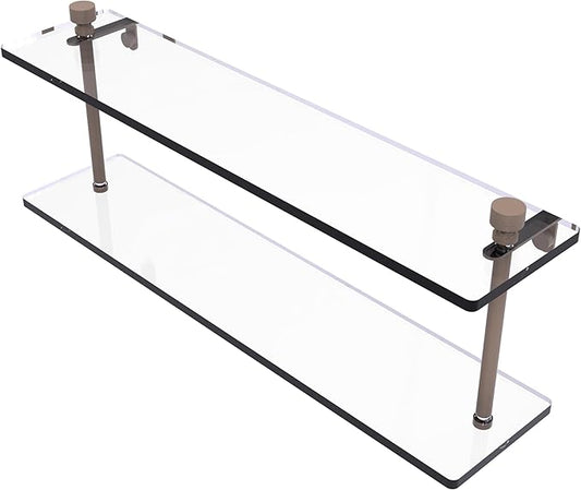 Allied Brass FT-2/22-SHB Foxtrot Collection 22 Inch Two Tiered Glass Shelf, Shaded Beige