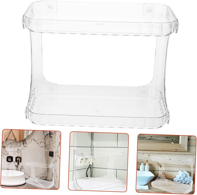 Zerodeko Bathroom Organizer Double Counter Shelf for Toiletries Cosmetics Stylish Corner Storage for Bathroom Kitchen Sleek Design Enhances Decor