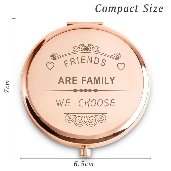 Friendship Gifts for Women Girls, Personalized Gifts for Friends BBF Bestie, Custom Compact Mirror for Birthday, Mothers Day, Graduation, Basket Stuffers