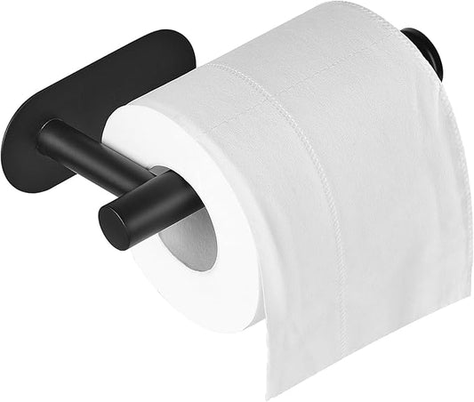DGWHYC Self Adhesive Toilet Paper Holder, Matte Black Toilet Paper Holder Rustproof 304 Stainless Steel for Bathroom, Kitchen and Washroom, 3M Wall Mount DG-TPA21