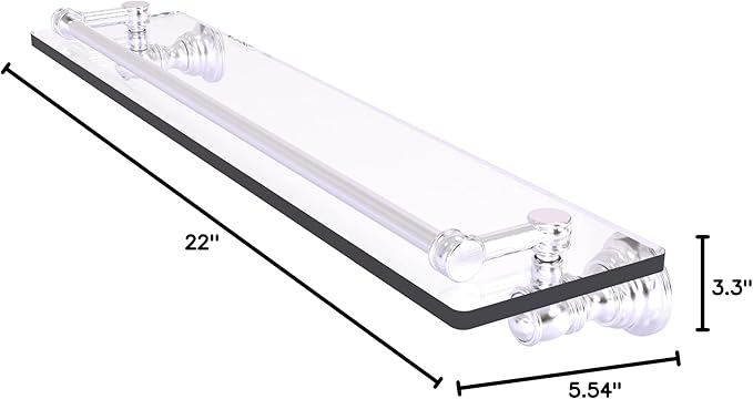 Allied Brass CL-1-22-GAL Carolina Collection 22 Inch Gallery Rail Glass Shelf, Satin Chrome