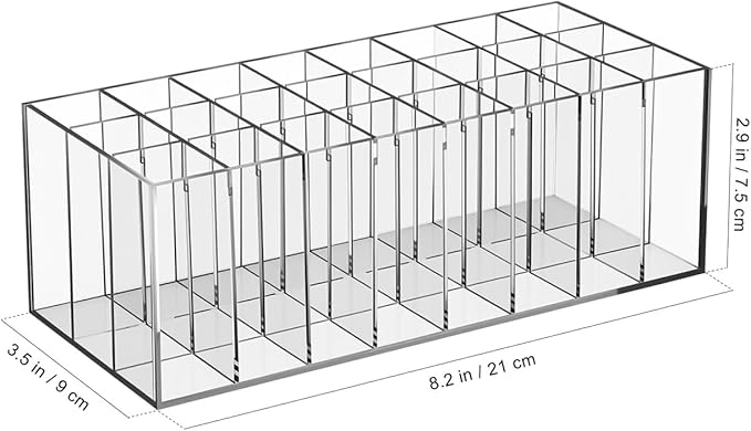 24-Slot Acrylic Lipstick Organizer - Transparent Makeup Storage Case for Lip Gloss Brushes and Cosmetics - Stylish Desktop Display Rack