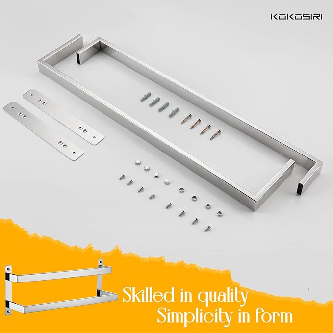 KOKOSIRI Towel Bars Bath Towel Holders 20-Inch Chrome Bathroom 2-Tiers Ladder Towel Rails Wall Mounted Towels Shelves Rack Polished Stainless Steel, B5008CH-L20