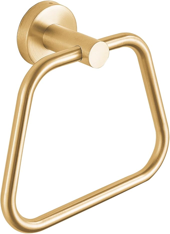 Bath Towel Ring, Bathroom Hardware Towel Holder, Gold Towel Ring for Bathroom, Modern Trapezoid Wall Mounted Towel Hanger, 304 Stainless Steel (Gold)