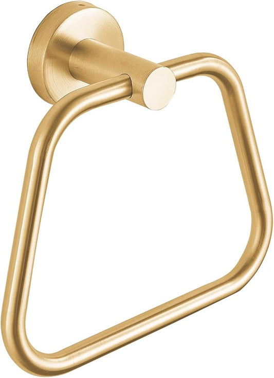 Bath Towel Ring, Bathroom Hardware Towel Holder, Gold Towel Ring for Bathroom, Modern Trapezoid Wall Mounted Towel Hanger, 304 Stainless Steel (Gold)