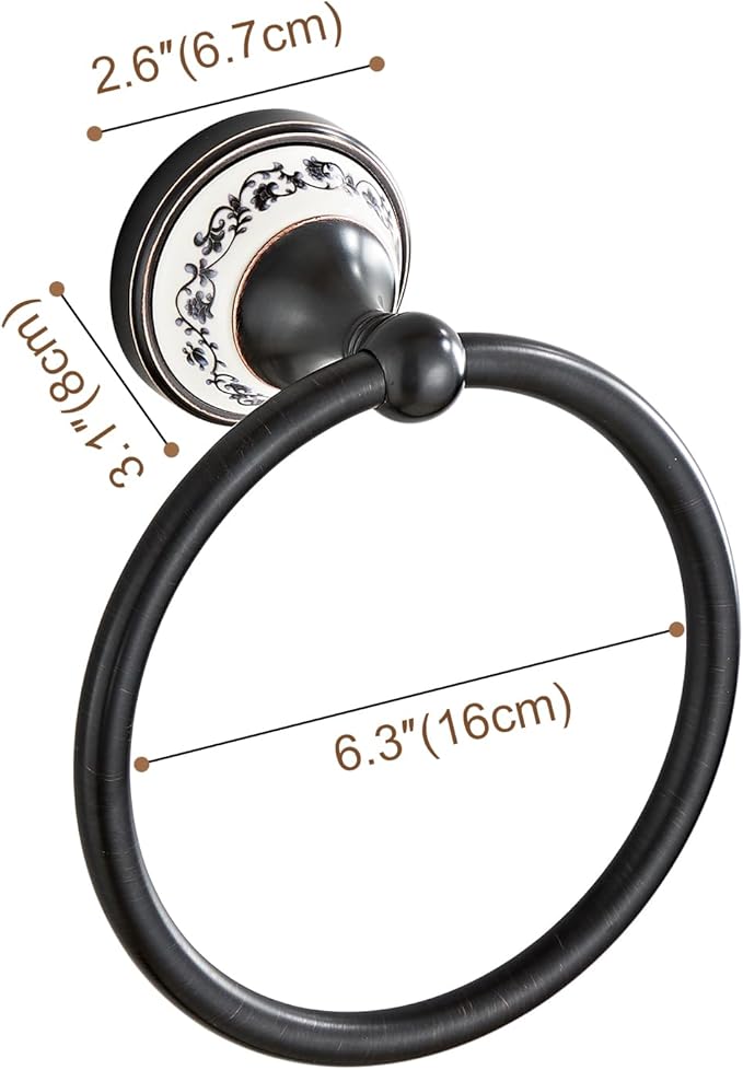 Black Towel Ring Zinc Alloy Bathroom Kitchen Hand Ring Wall Mounted Bathroom Kitchen Towel Rack Heavy Duty Towel Hanger for Bath YIGUANXIN