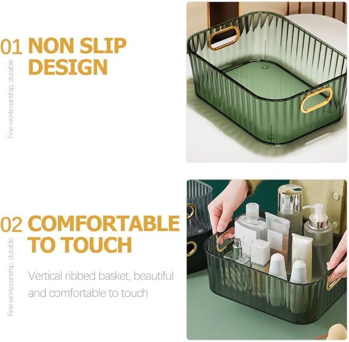 Lurrose Makeup Storage Organizer Box Clear Desktop Cosmetic Organizer for Skincare Tools and Small Sundries 10.86X8.22X3.93 Inch No Lid