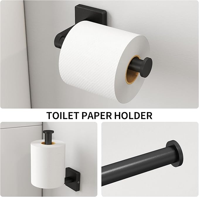 KLJKPA Black Bathroom Accessories Set, 24 inch Towel Racks for Bathroom, Stainless Steel Bathroom Hardware Set, Wall Mounted, 4-Piece