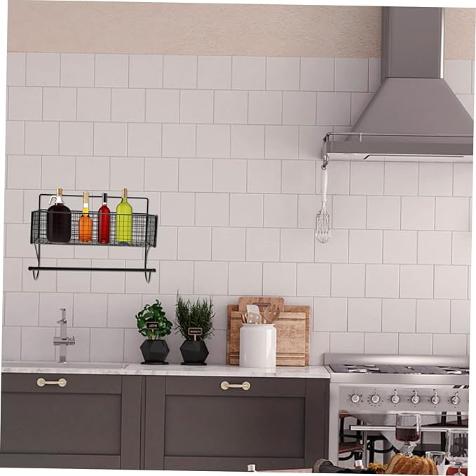 ULTECHNOVO Wall Mounted Bathroom Storage Rack No Drilling Iron Organizer for Toiletries Space Saving Shelf for Bathroom and Kitchen Easy Install Rustproof Design
