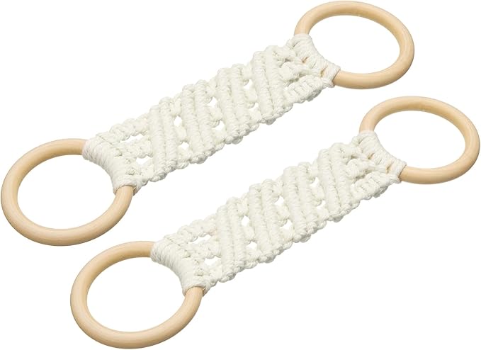 uxcell 2Pcs Kitchen Dish Towel Holder, 11"x3" Crochet Towel Ring with Hanging Loop for Cabinet House Oven Stove Door, White