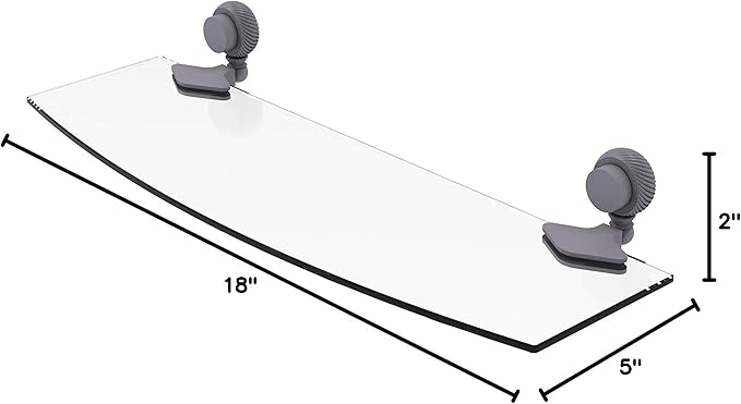 Allied Brass 433T/18 Venus Collection 18 Inch Twist Accents Glass Shelf, Matte Gray