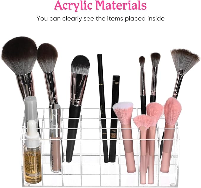 FOMIYES 24-slot Lipstick Holder - Clear Acrylic Makeup Organizer for Countertop, Vanity and Bathroom, Display Rack for Lipsticks Lip Glosses