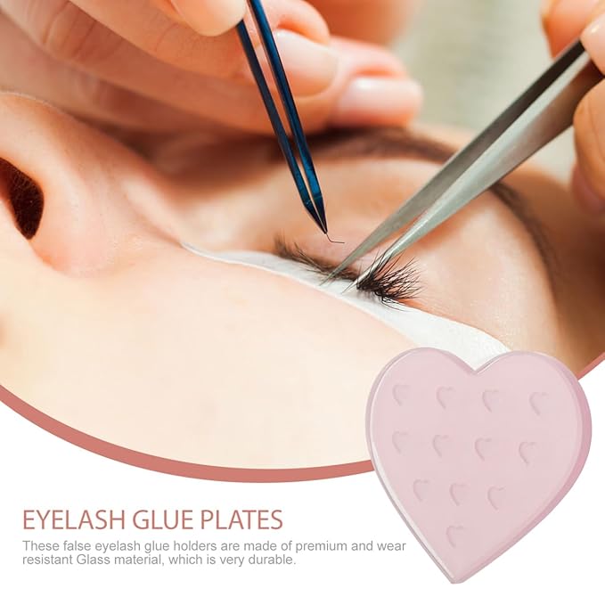 Beaupretty Heart Shape Eyelash Grafting Pad 2.55X2.16In Lash Extension Glue Pallet Eyelash Holder Lightweight Durable for Salon and Personal Use